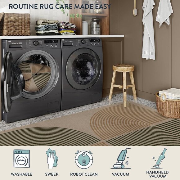 New Modern Rainbow Easy Jute Rug, 2x8 Hallway Runner Washable Rugs for Entryway - Picture 5 of 7